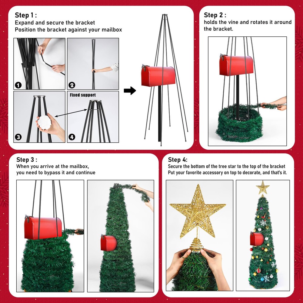 Mailbox Christmas Tree DIY Artificial Christmas Mail Box Swags Includes Metal...