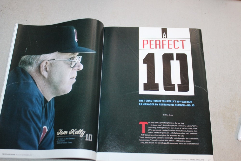 2012 Minnesota Twins Program (AUGUST SEPT): TRIBUTE TO MANAGER TOM KELLY