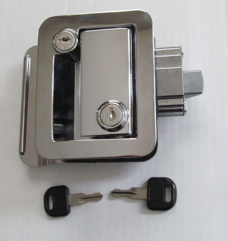 Chrome RV Entry Door Lock Handle Knob Deadbolt Key Camper Travel Trailer CW FIC