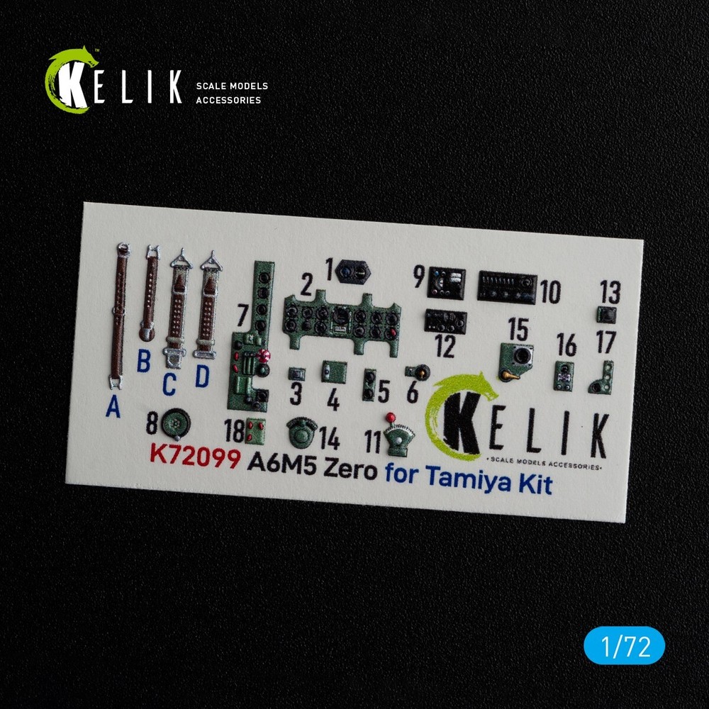 1/72 ResKit K72099 A6M5 Zero - interior 3D decals for Tamiya kit