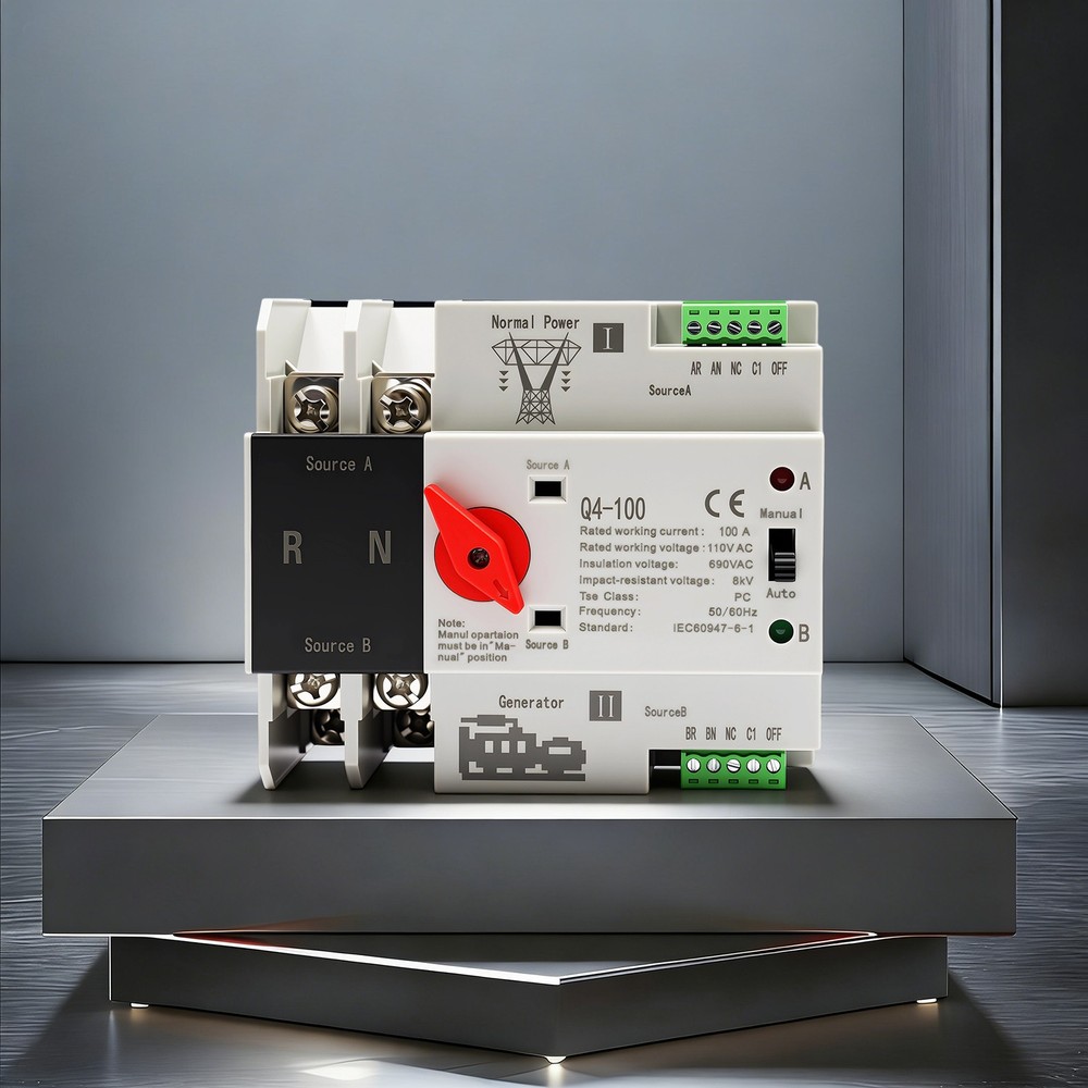 Automatic Transfer Switch 2P 100A Generator Changeover Switch Dual-Power NEW!