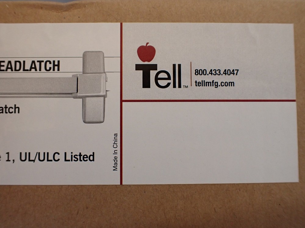 Tell EX100256 Grade 1 Heavy Duty Exit Device 8300 AL 416 Without Deadlatch