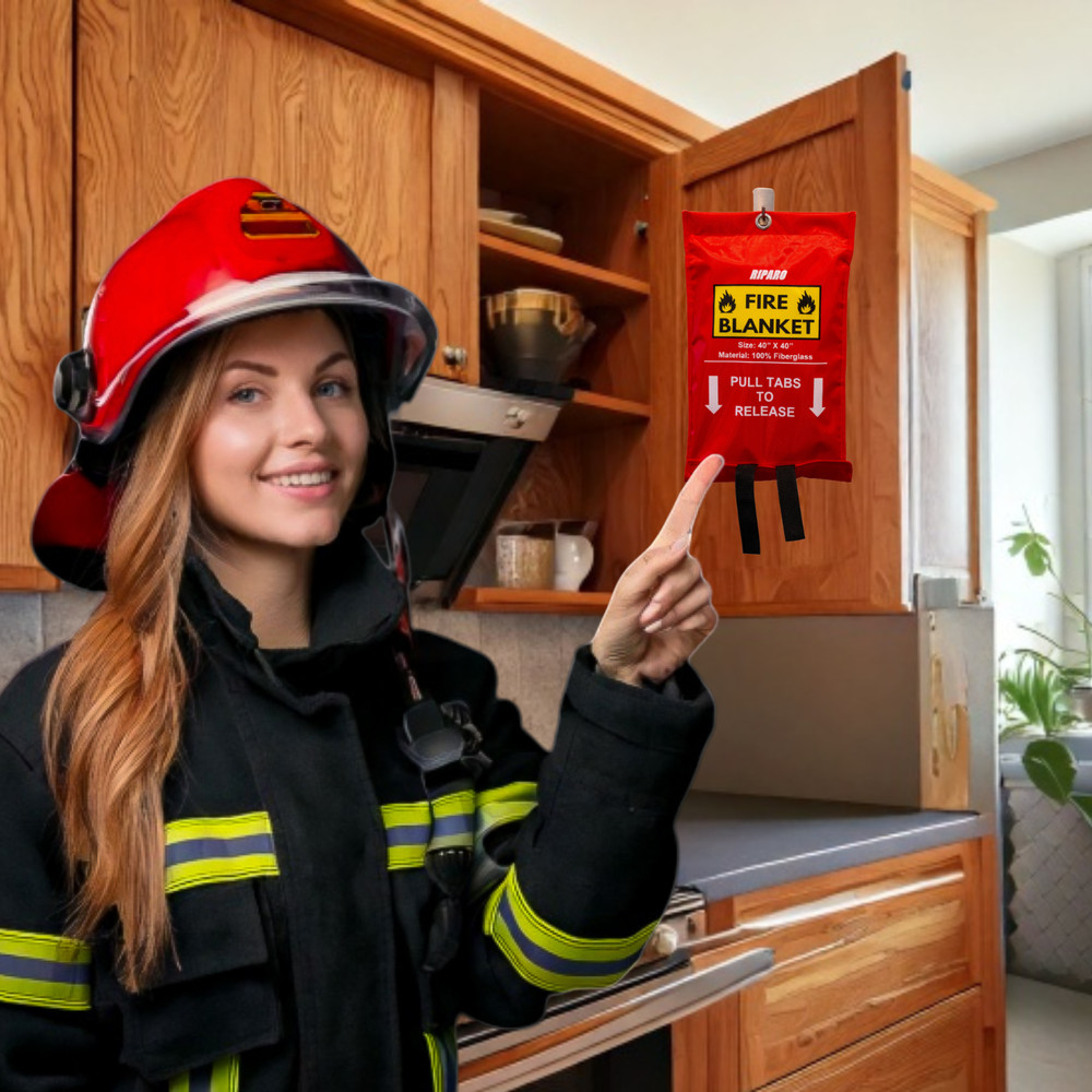 Emergency Fire Blanket W/Hook, For Home & Kitchen, Fire pits, BBQ - 16 Pack