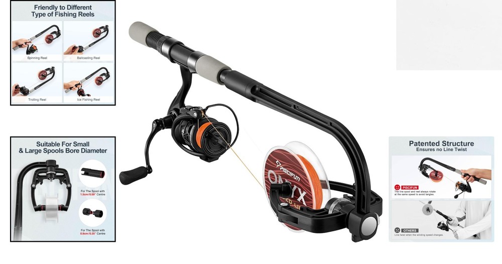 Automatic Fishing Line Winder Spooler Machine - Compact & Efficient Black Design