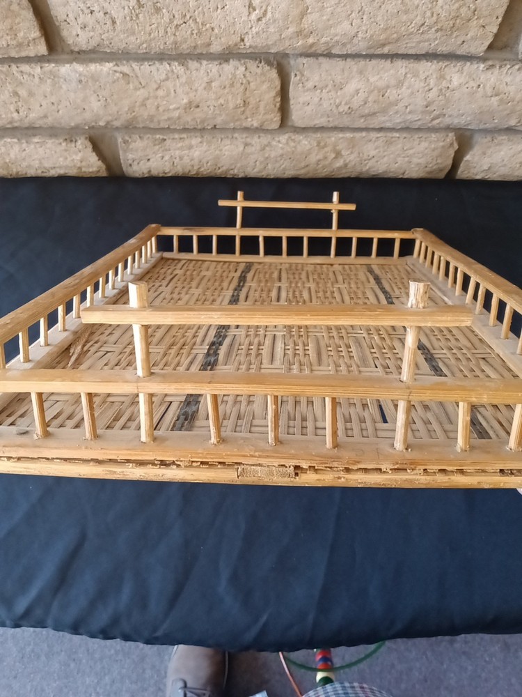 Bamboo Serving Tray Rectangular Sturdy Retro Tiki Barware MCM Boho