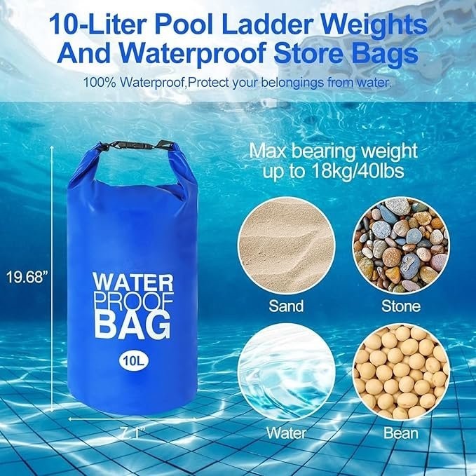 2 Pack Pool Ladder Weights, 10L Universal Pool Step Weights, 500D PVC Waterpr...