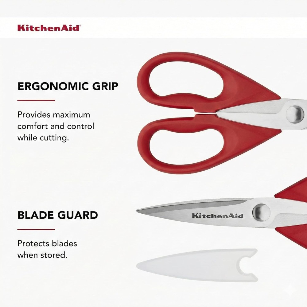 KitchenAid All Purpose Kitchen Shears with Protective Sheath Durable Stainless S