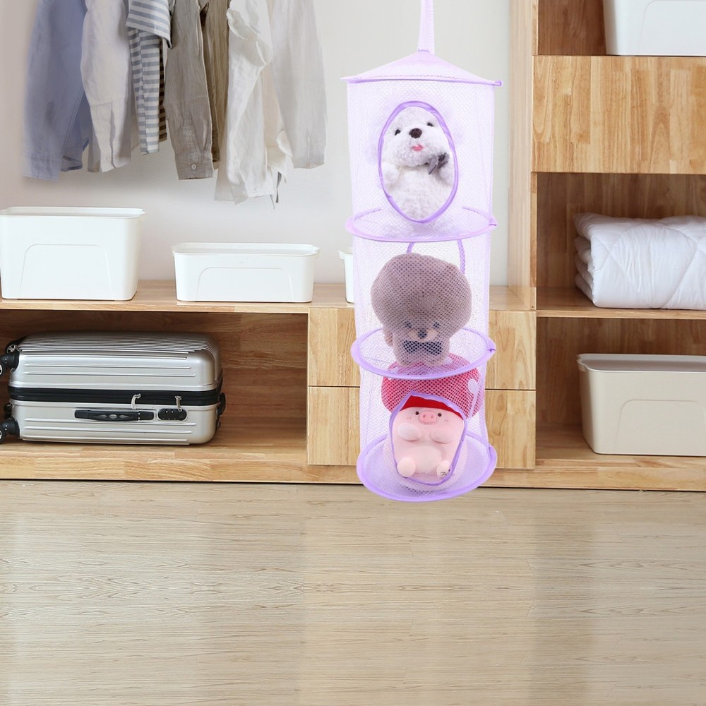 2 Pcs Foldable Hanging Storage Nets Multi Layer Mesh Drying Basket For Clothes