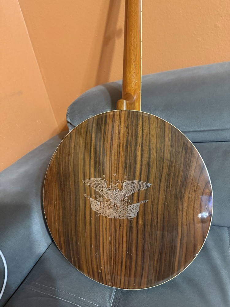 5-String Closed Back Banjo Brown, 5-String Banjo with Eagle Engraving on Back