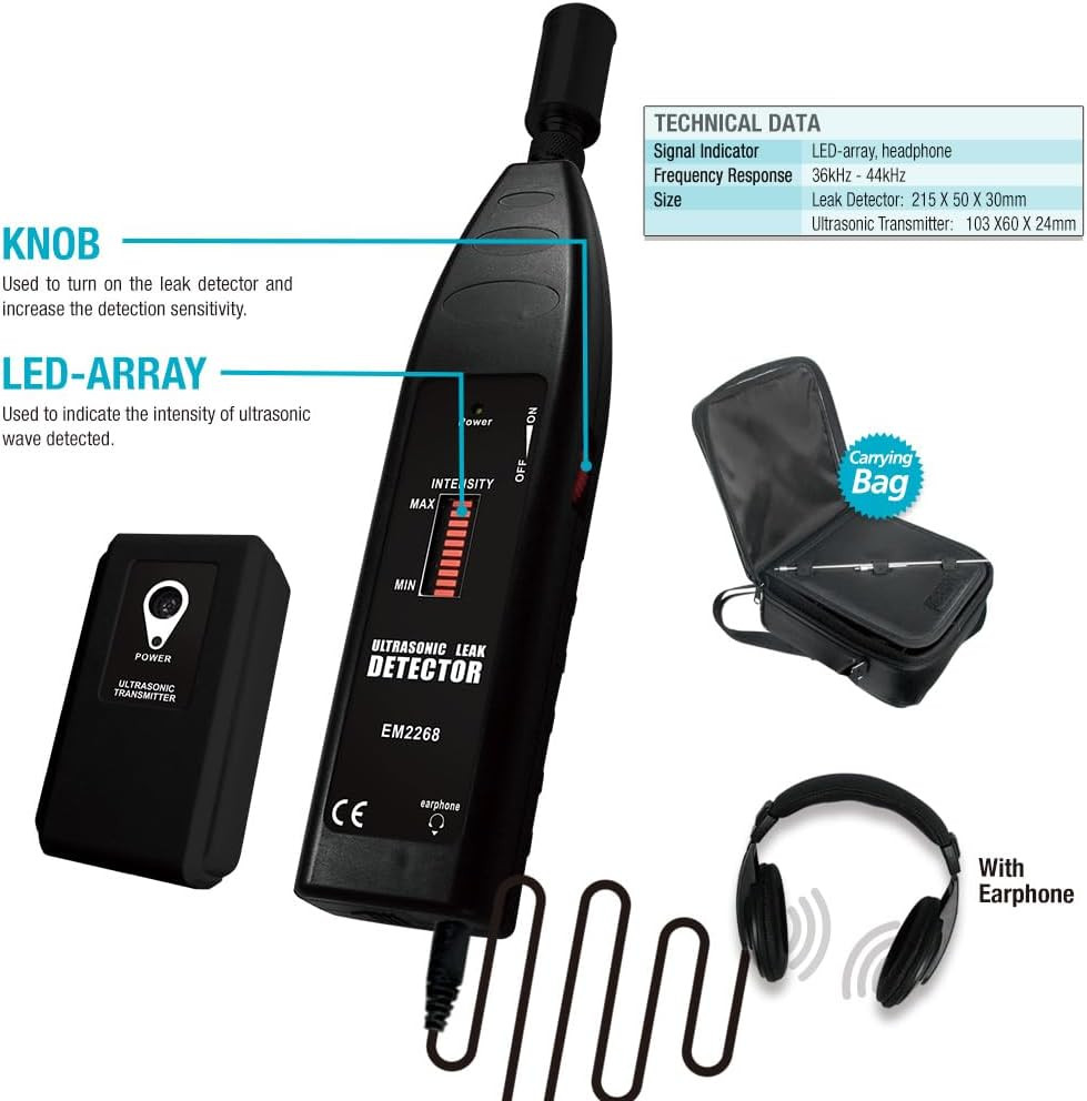 Allsun Pro Ultrasonic Leaking Detector Transmitter Auto Noise Finder, Electronic