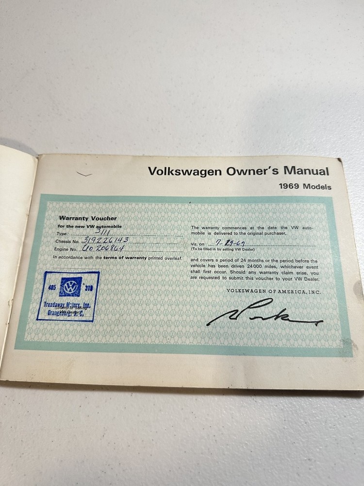 Volkswagen 1969 Owners Manual