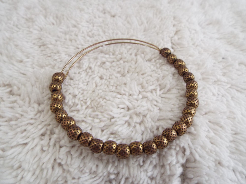 Brasstone Bead Expandable Bangle Bracelet (D10)