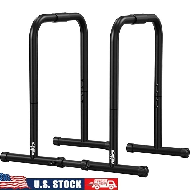 Heavy Duty Adjustable Dip Bars Push Ups Pull Ups Stand Body Strength Training