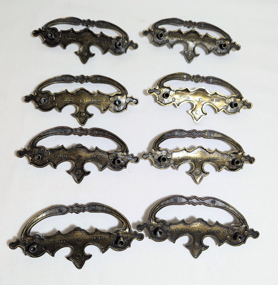 8 Vintage Batwing Fixed Bail Drawer Pulls 3"Mount Canada CH1612 Chippendale EUC