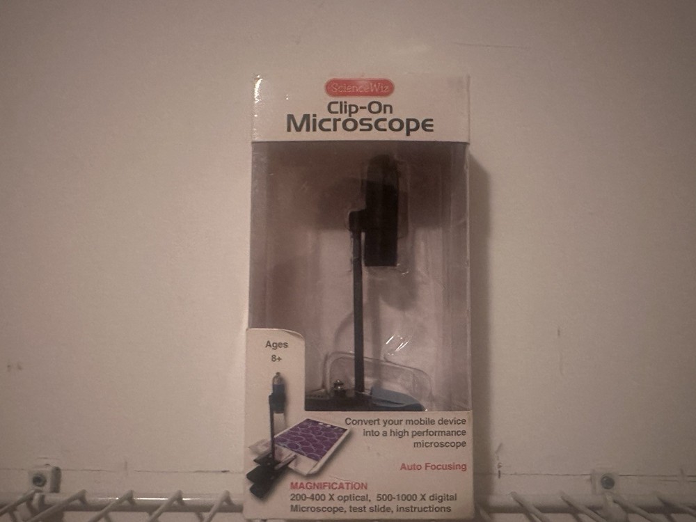 ScienceWiz Clip-On Microscope for Mobile Devices, 200-1000X Magnification