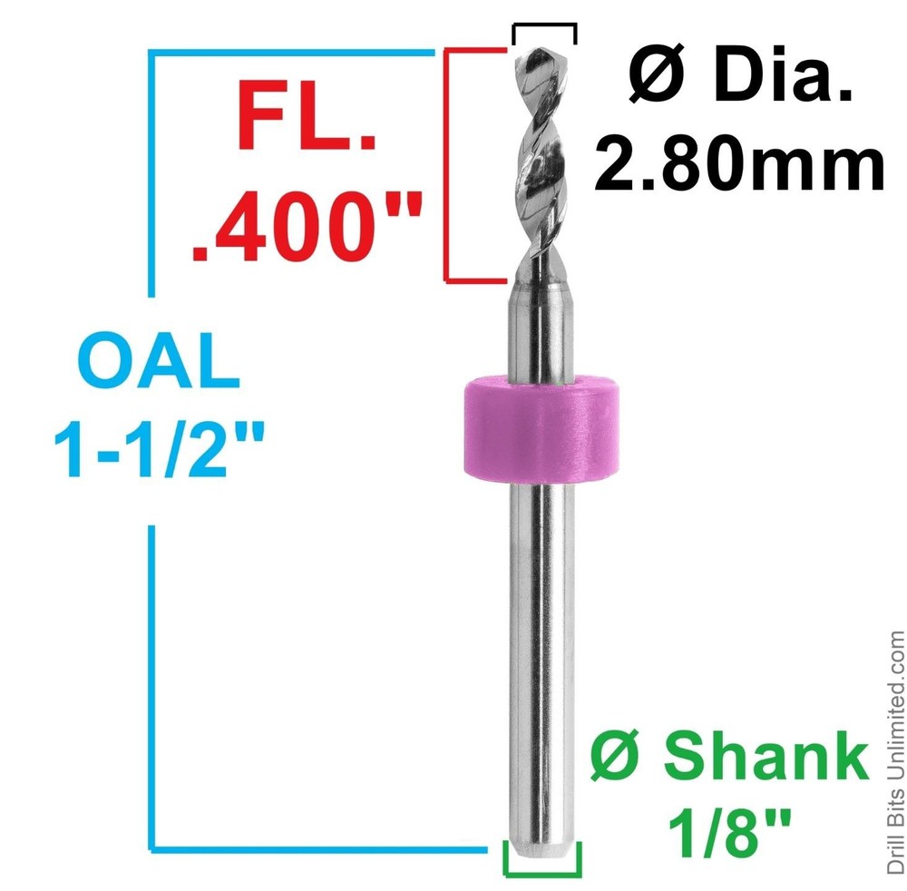 2.80mm (0.110") Solid Carbide Drill Bit – 10 Pack – CNC – Factory Resharpened