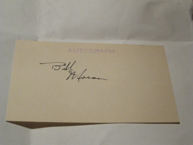 Billy Moran Autographed Index Card JSA Auc Certified