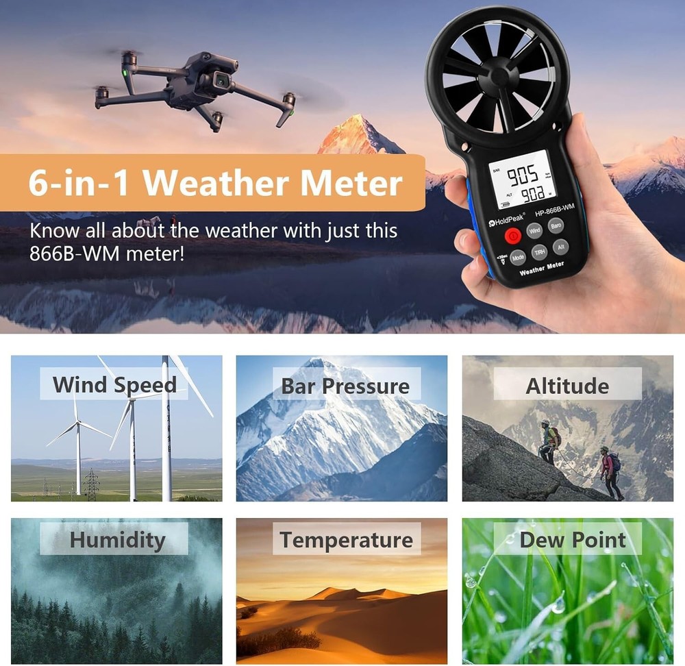 Lightweight Weather Meter with Barometric Logging & Altitude Correction Features