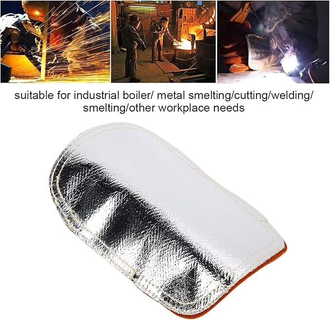 Hand Heat Shield, Welding Hand Pad, Split Cowhide Leather Aluminized Back Weldin