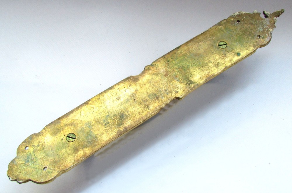 Antique Victorian Rococo Brass Door Pull Handles x 3