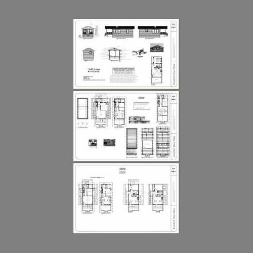 14x28 Tiny House -- 391 sq ft -- PDF FloorPlan -- Model 3D