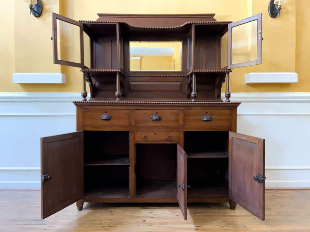 Antique 19th Century Display Top Mirror Back Sideboard.