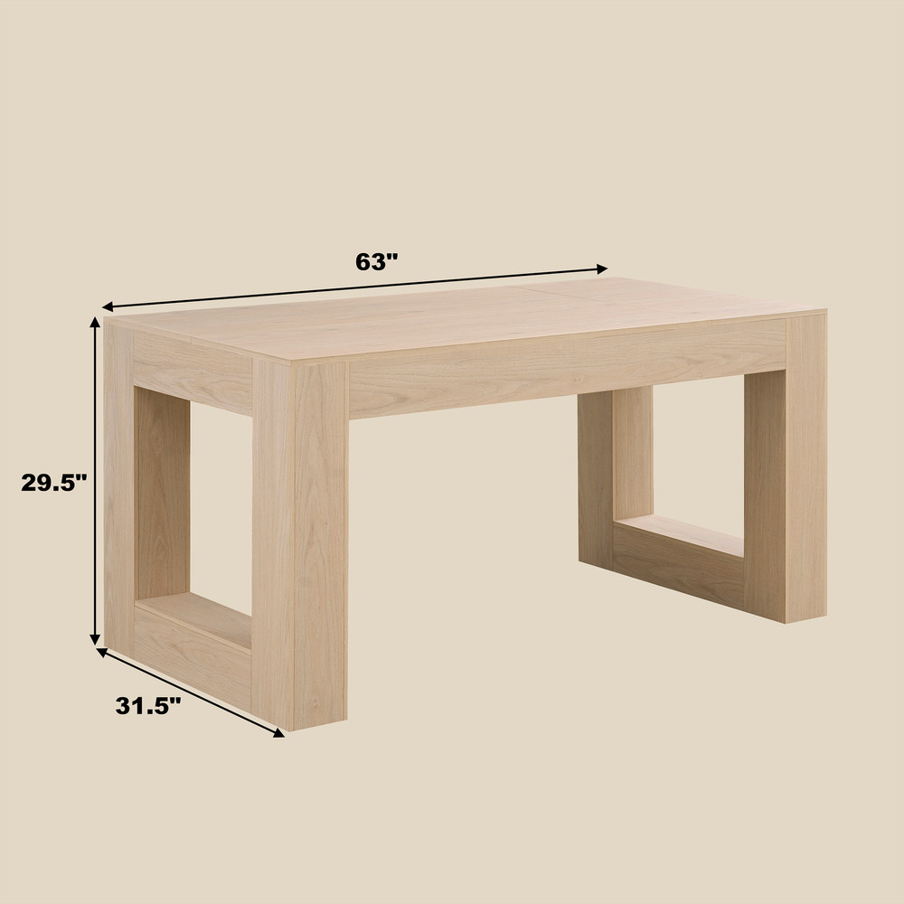 Farmhouse Kitchen Dining Table for 4-6 People, Rectangular Dining Table