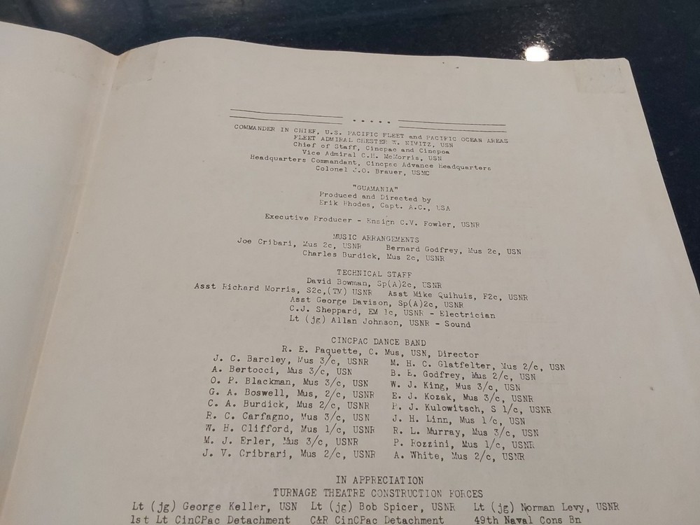 WWII 64th Engineers Turnage Theatre Dedication Program 1945 Pacific Theatre