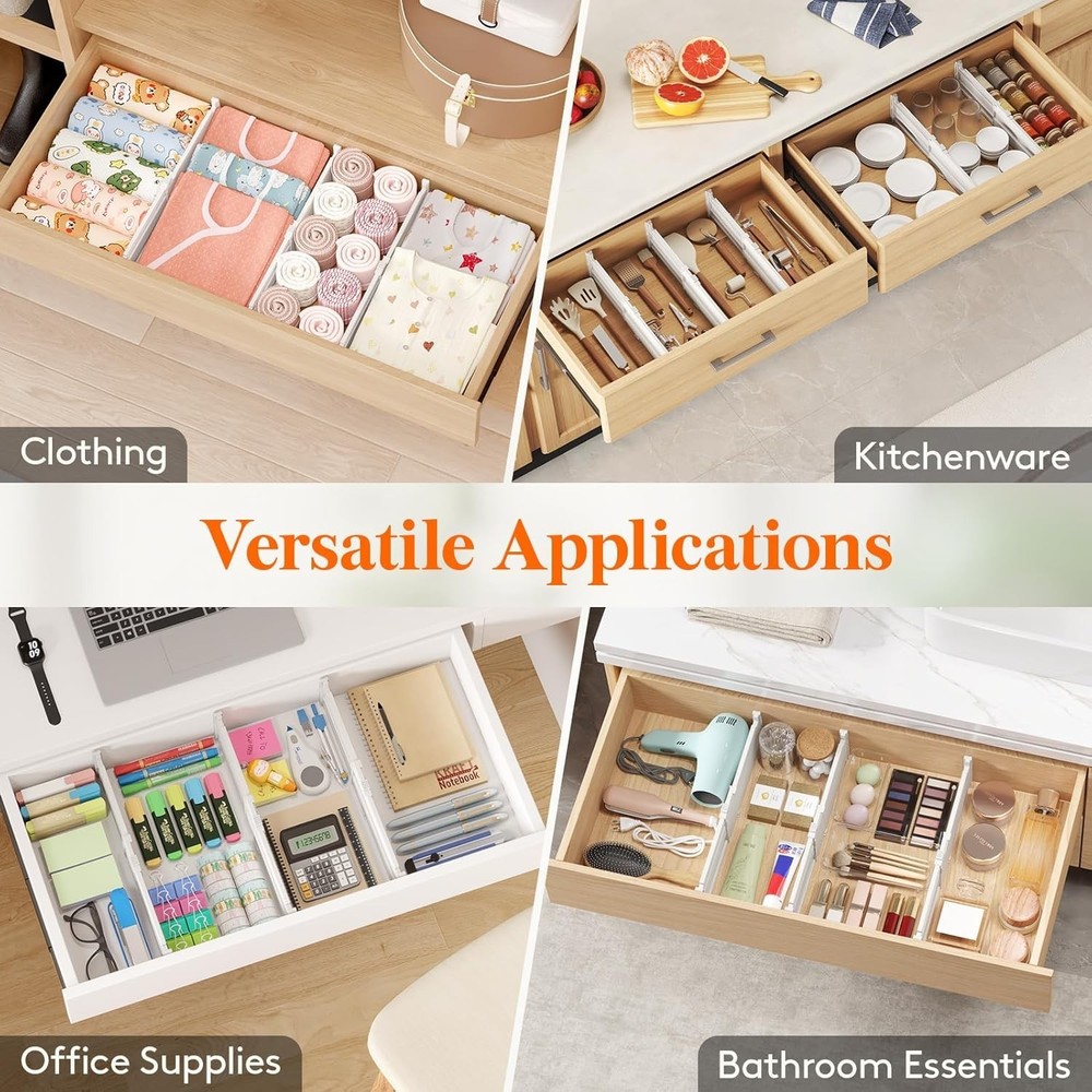 12-Pack Drawer Separators | Adjustable and Non-Slip for Secure Storage