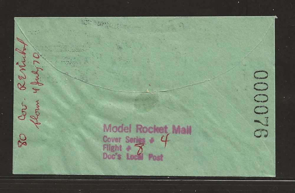 1970 US rocket mail - Doc's Local Post Moon Landing mini-cover
