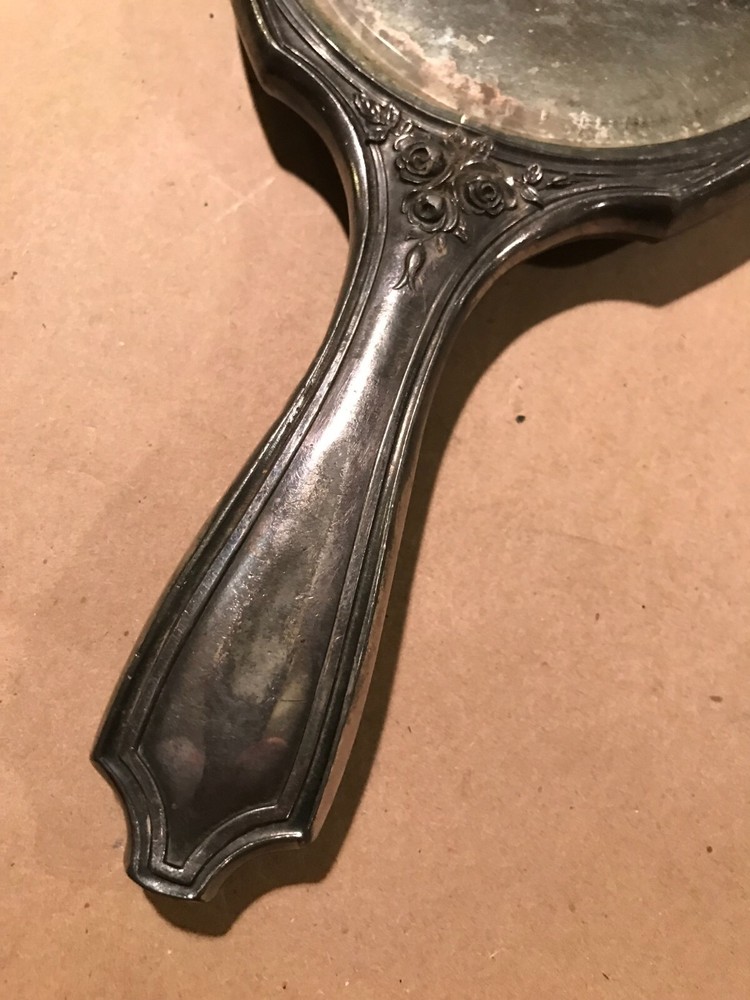 1904 Dated Derby Silver Company Silver Plated Hand Mirror