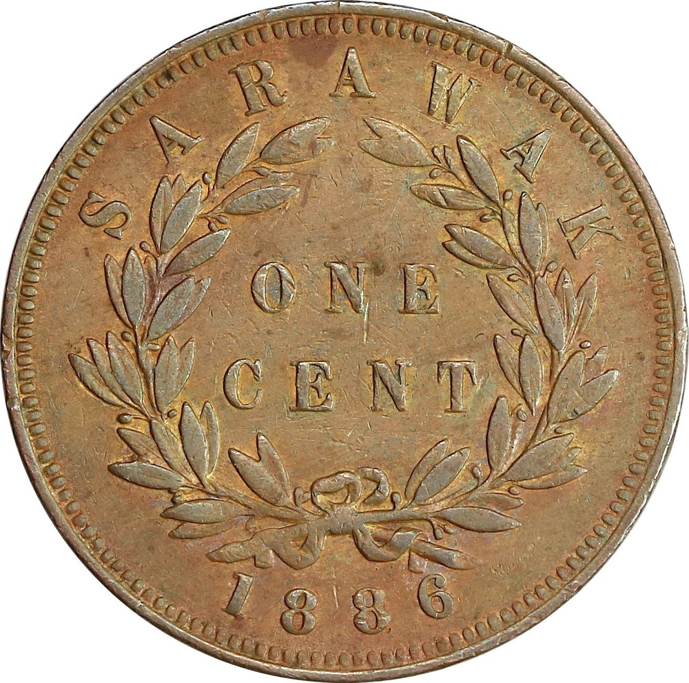 O743, Sarawak, 1 Cent 1886, Good Grade!