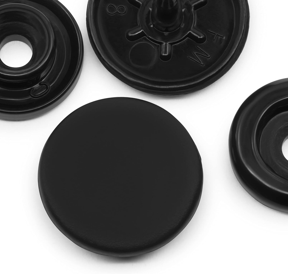 Plastic Snaps, Round, Black, Size 20 12-Count