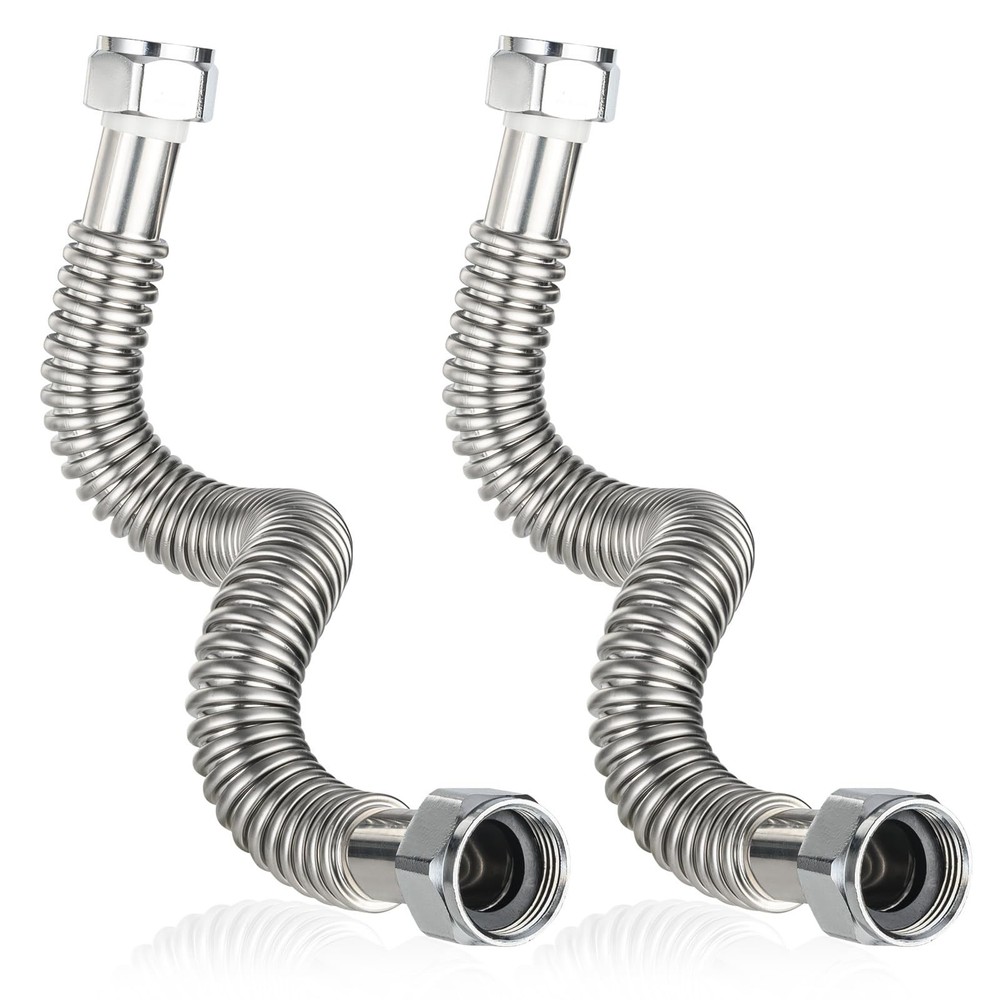 2-Pack Corrugated Flexible Stainless Steel Water Heater Connector,3/4" FIP x ...