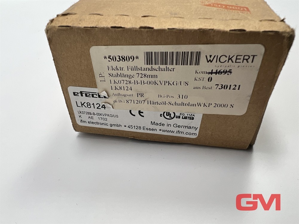Ifm Electronic Level Sensor LK8124 LK0728B-B-00KVPKG/US