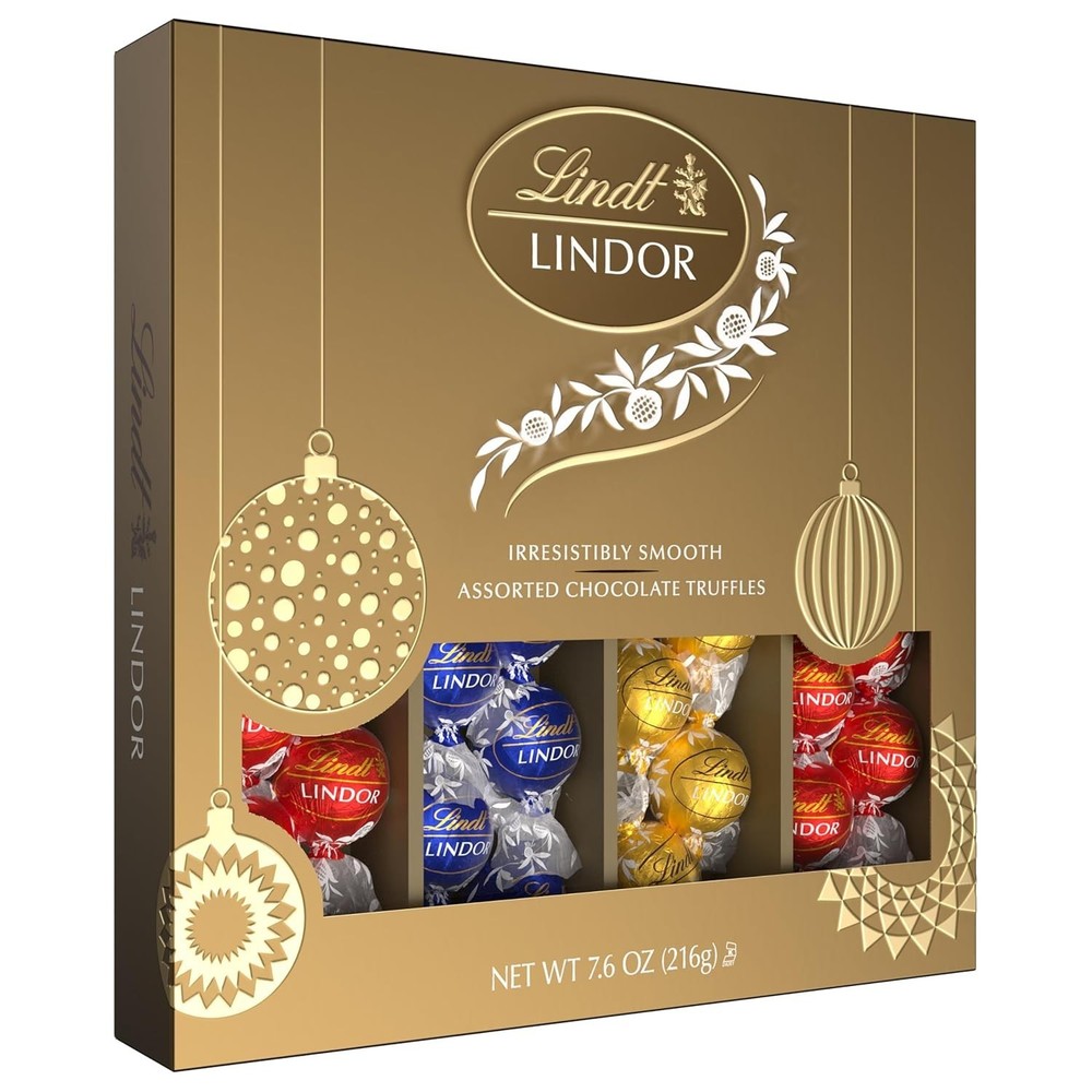 LINDOR Assorted Chocolate Candy Truffles Modern Gift Box, Assorted Chocolate ...
