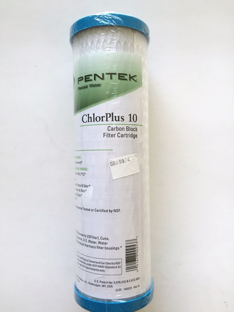 PENTEK CHLORPLUS 10 CARBON BLOCK CHLORAMINE FILTER 2.5"X10" 1 MIC 255416-2 PACK