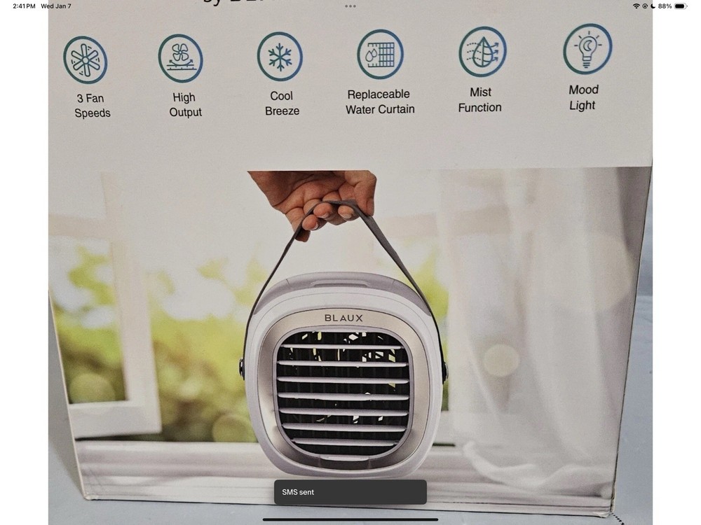 (NEW) BLAUX Portable AC - G2 w/3 Fan Speeds, Mist Function & Illumination Light