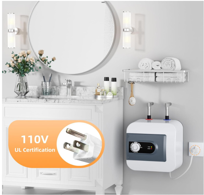 Calentador de Agua Mini 1.6 Gal 1500W Bajo Fregadero Cocina Baño RV. Nuevo