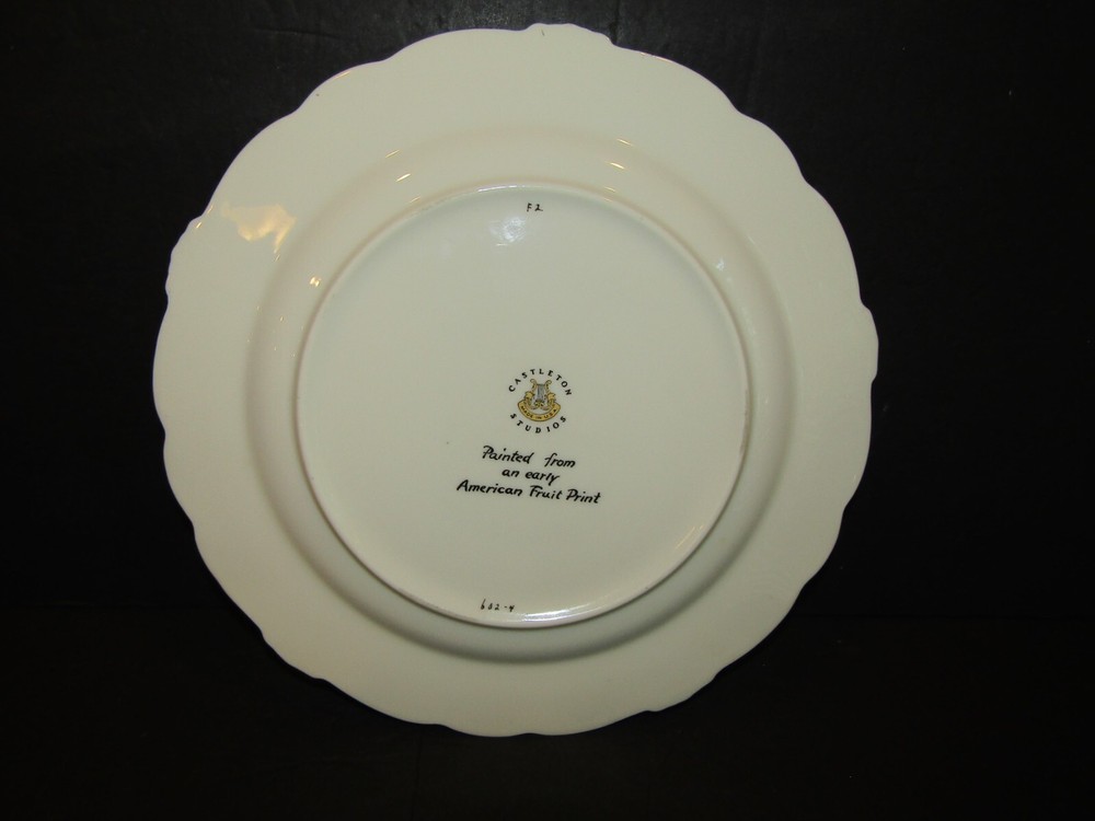 Castleton Studios CHERRIES 9 1/8" Luncheon Plate Painted-AMERICAN FRUIT PRINT