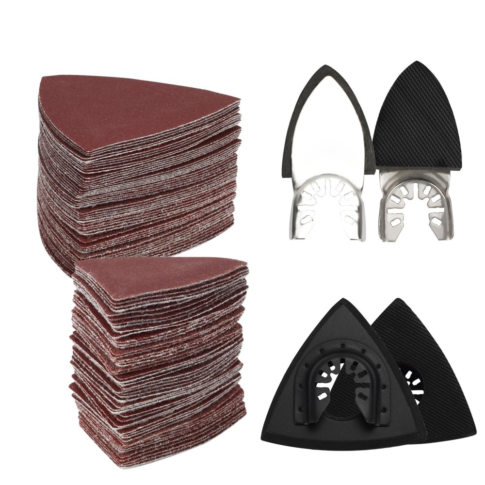 104Pcs Oscillating Multi-Tool Sanding Pads Kit, 2Pcs Triangle Pads...