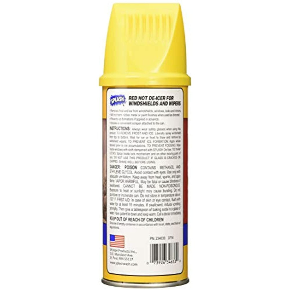 SPLASH Windshield & Wiper De-Icer Fast Melt Spray Can with Scraper Tool, 11 oz.