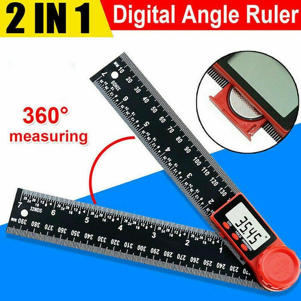 2In1 8In/200mm Digital Angle Finder Meter Protractor Ruler Measurement Tool