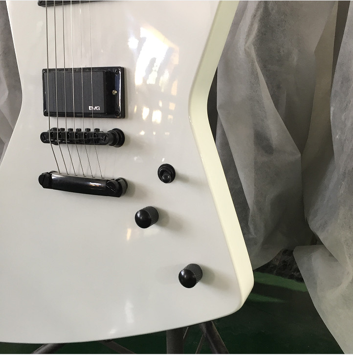 Custom Explore Electric Guitar White H-H Pickups Bone Nut Black Hardware