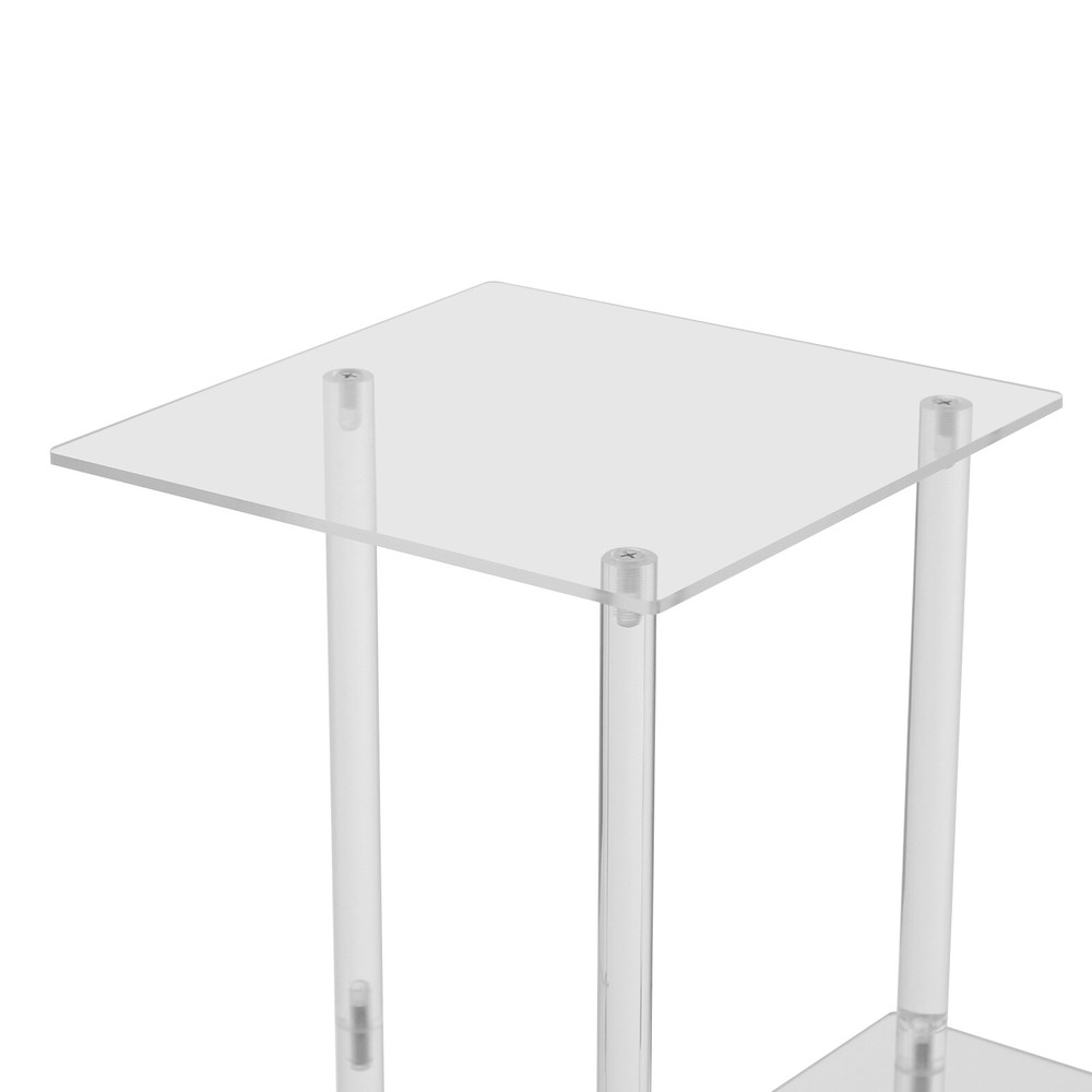 3-Tier Side Table Bedside Table with Open Storage Shelf Clear Side Square Table