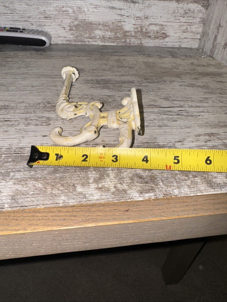 Vintage Victorian Ornate Cast Iron Double Coat & Hat Hook