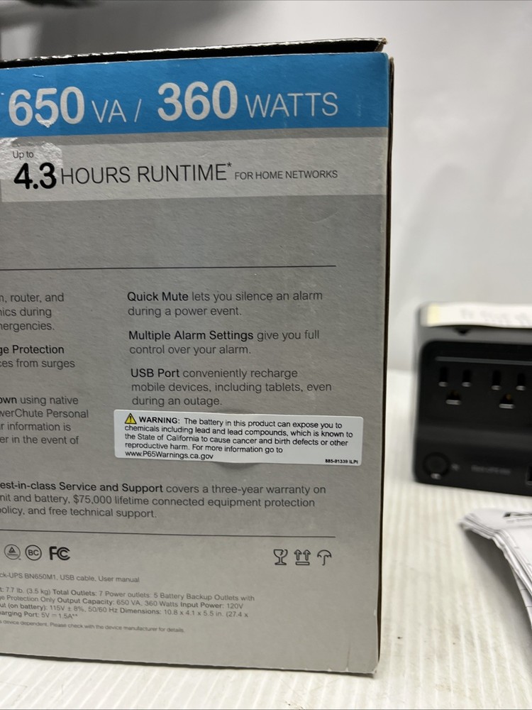 APC 650 VA battery back up BN650M1 Surge Protector