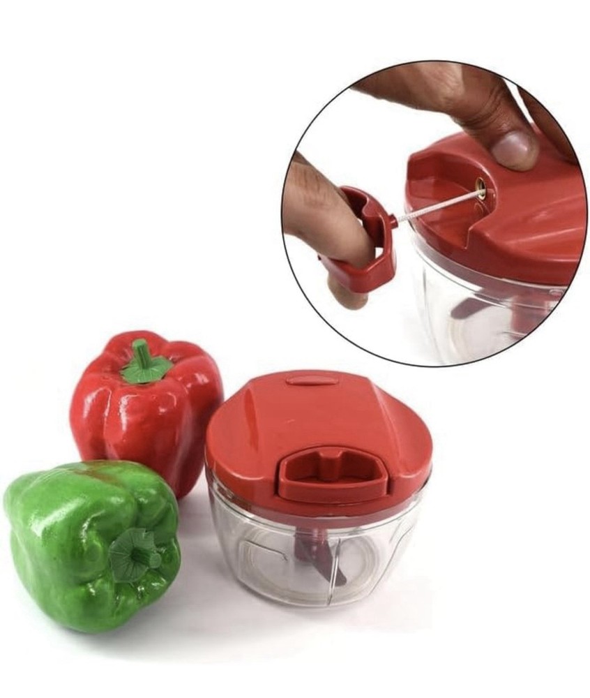 Prepology Manual Pull Function Food Chopper Red 3-Layered Blade