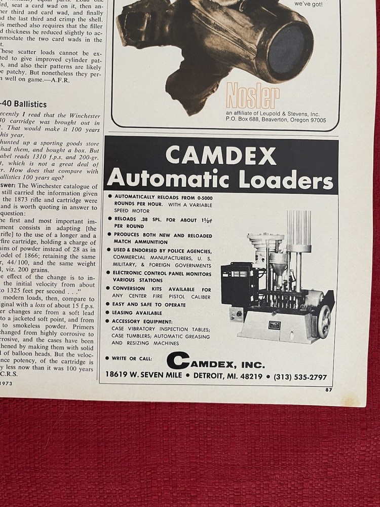 Vintage 1973 Print Ad Camdex Automatic Reloader Ammo Reloading Equipment