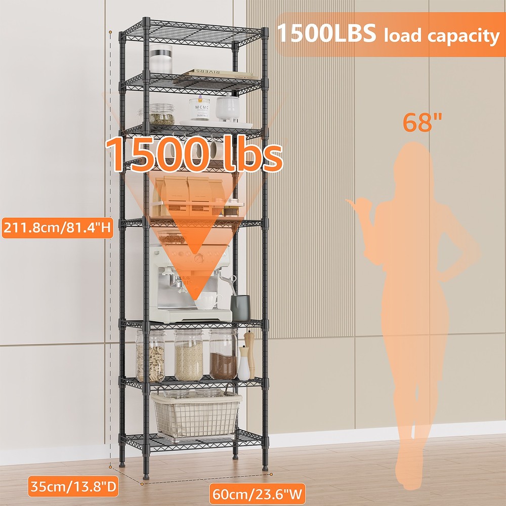 8 Shelves Adjustable Heavy Duty Storage Rack Pantry Kitchen Shelving